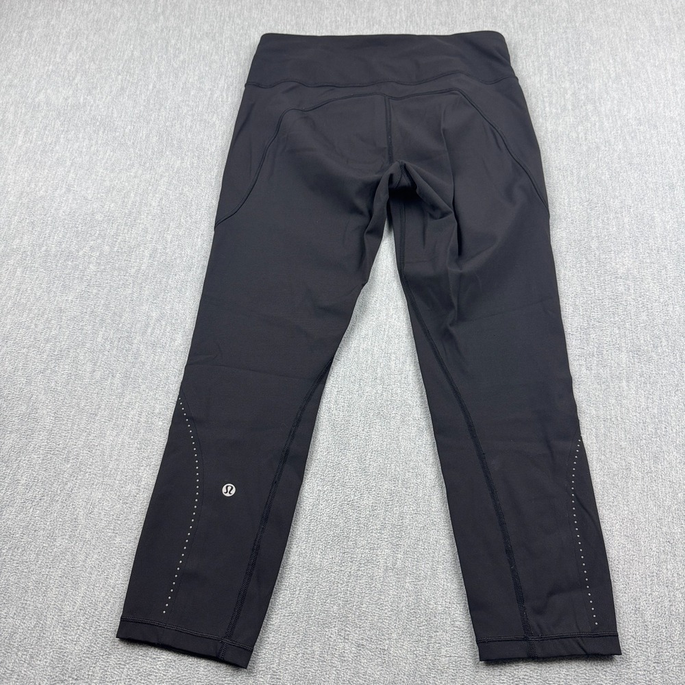 Lululemon Leggings Womens 8 Black Extra Mile Crop Reflective 24" Yoga Athletic - Picture 13 of 14